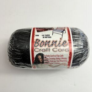 Bonnie Craft Cord 6mm 100 Yards Crochet Knit Knotting Weaving Macrame Black